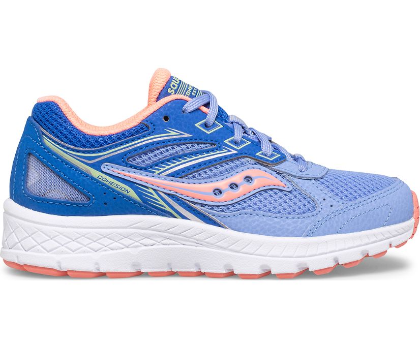 Saucony Cohesion 14 Lace Kids' Sneakers Blue / Coral | Canada 847GSOL